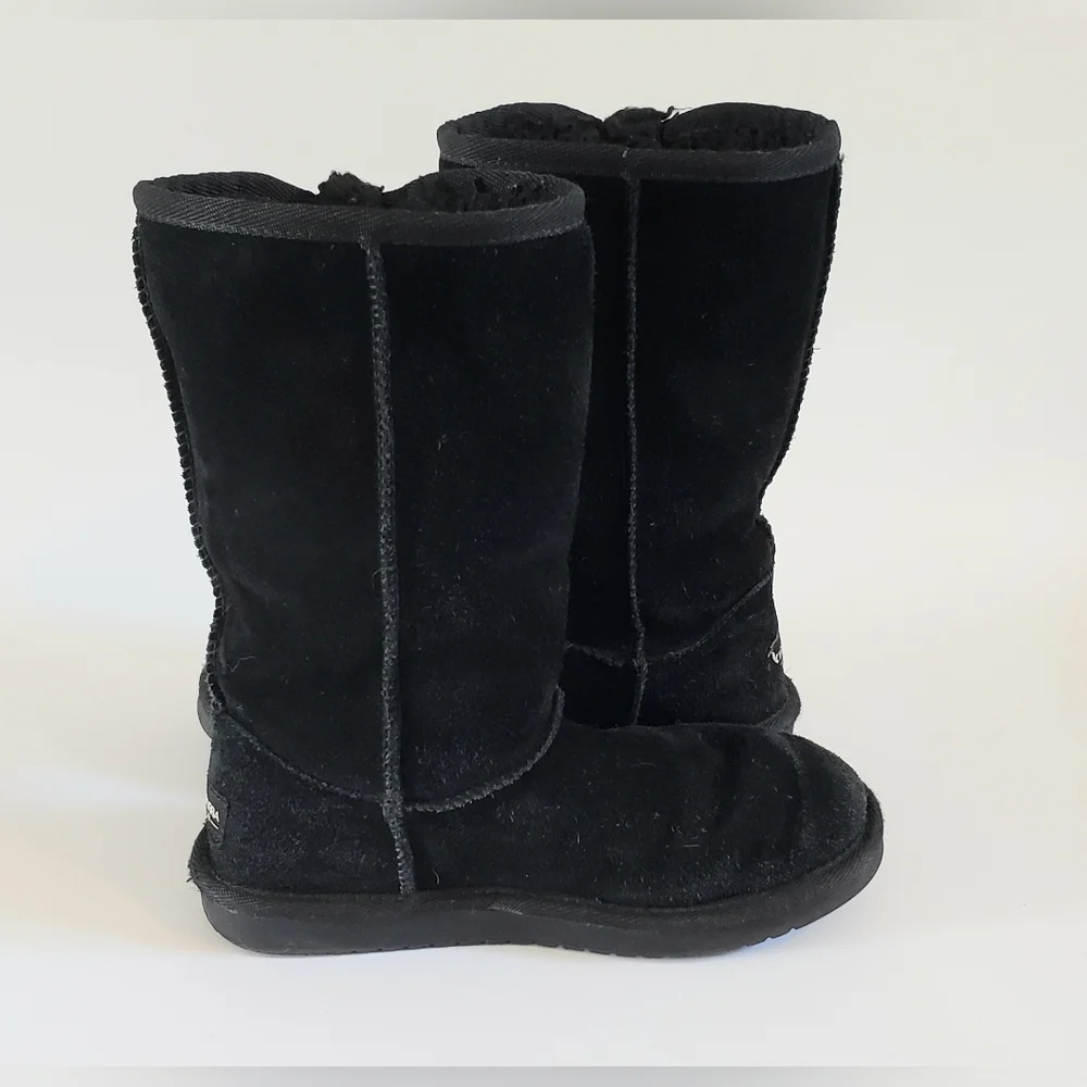 Ugg Koolaburra Victoria Tall Kid's Black Suede Triple Bow Boots Size 2